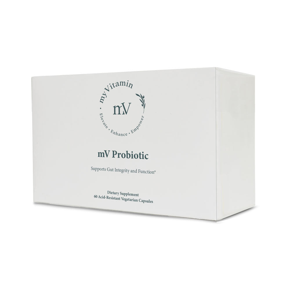 mV Probiotic — 60 acid-resistant vegetarian capsules supporting gut integrity and immune balance